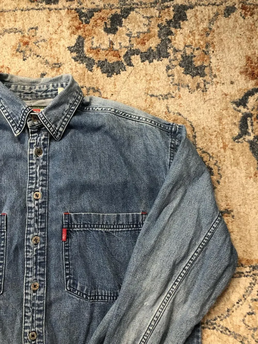 Vintage Levi's Shirt Mens XL Blue Denim Long Sleeve Button Up Taiwan Workwear